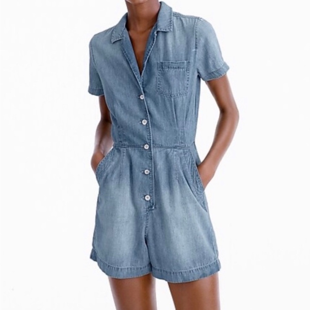 J. Crew Chambray Romper Jumpsuit